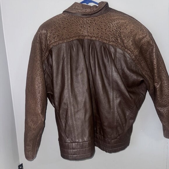 Vintage Reed Sportswear Brown Leather Flight Bomber Jacket Men's L - Picture 5 of 7